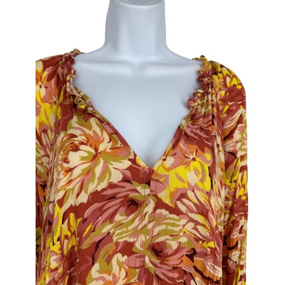 Torrid Esther Rust Floral Long Sleeve V-Neck Peasant Top Size 4X - Picture 3 of 9